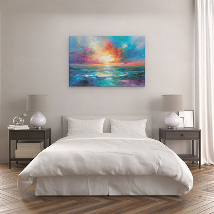 Canvas schilderij slaapkamer Abstract Kunstwerk van een Zonsondergang boven de Oceaan