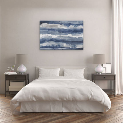 Canvas schilderij slaapkamer Blauw en Wit Aquarelkunstwerk