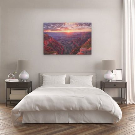 Canvas schilderij slaapkamer De Zon gaat onder boven de Grand Canyon
