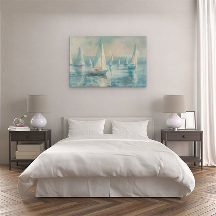 Canvas schilderij slaapkamer Zeilboten op het Water