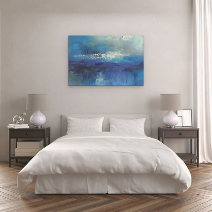 Canvas schilderij slaapkamer Abstract Kunstwerk van Blauw en Wit