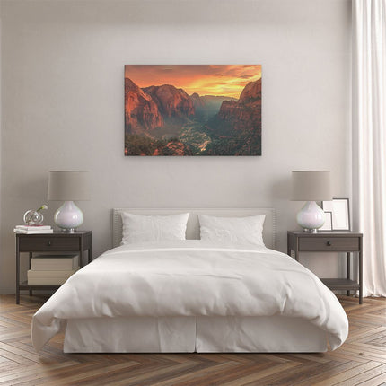 Canvas schilderij slaapkamer Zonsondergang in Zion Nationaal Park, Utah, Utah, Utah, Utah