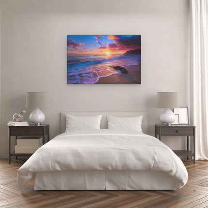 Canvas schilderij slaapkamer Kleurrijke Zonsondergang op een Strand