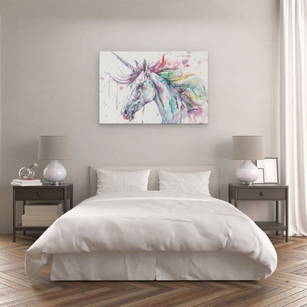 Canvas schilderij slaapkamer Eenhoorn met Regenboogmanen