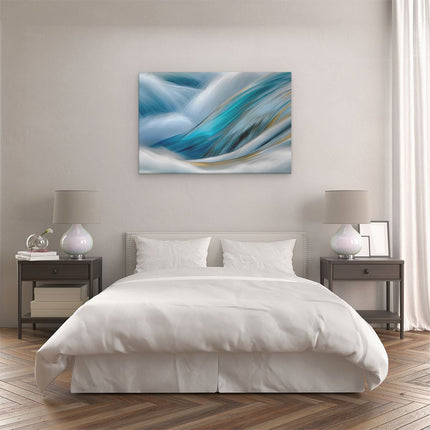 Canvas schilderij slaapkamer Het Water is Blauw en Goud