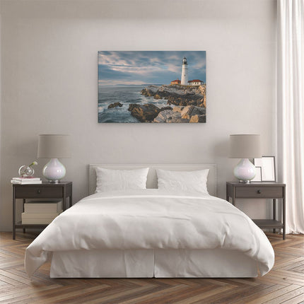 Canvas schilderij slaapkamer Vuurtoren op een Rotsachtige Kust