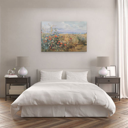 Canvas schilderij slaapkamer Kunstwerk van een Veld met Wilde Bloemen