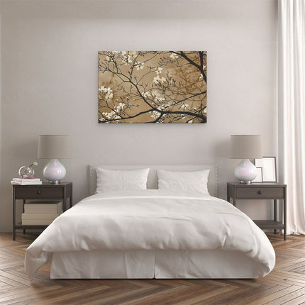 Canvas schilderij slaapkamer Witte Bloemen aan een Boom