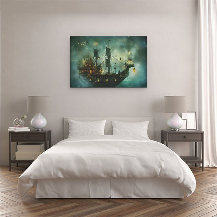 Canvas schilderij slaapkamer Piratenschip in de Oceaan