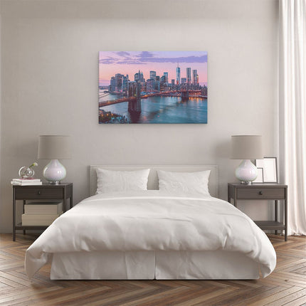 Canvas schilderij slaapkamer Brooklyn Bridge in de Schemering