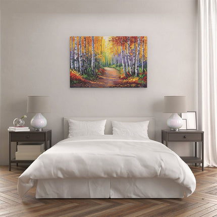 Canvas schilderij slaapkamer Berkenbomen in de Herfst
