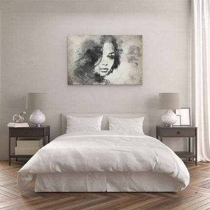 Canvas schilderij slaapkamer Portret van een Vrouw in Zwart Wit