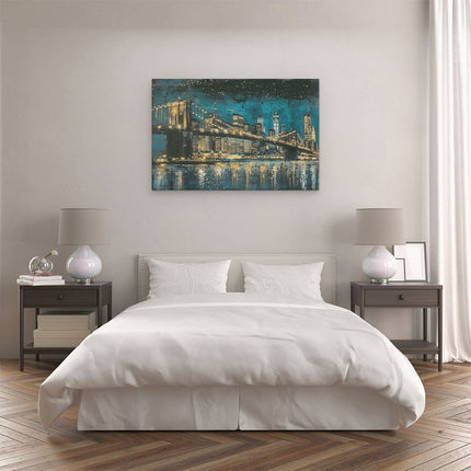 Canvas schilderij slaapkamer Brooklyn Bridge 's Nachts