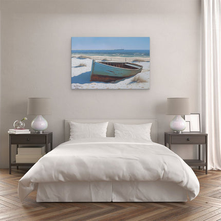 Canvas schilderij slaapkamer Boot in het Zand