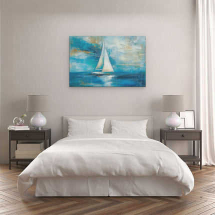 Canvas schilderij slaapkamer Kunstwerk van een Zeilboot in de Oceaan