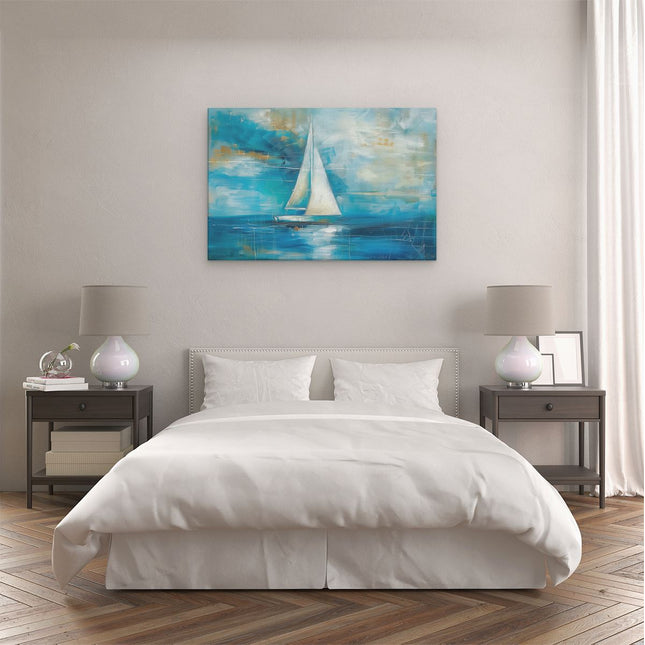 Canvas schilderij slaapkamer Kunstwerk van een Zeilboot in de Oceaan