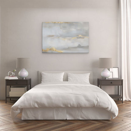 Canvas schilderij slaapkamer Abstract Kunstwerk met Goud en Zilver