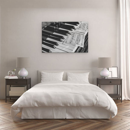 Canvas schilderij slaapkamer Zwart Witfoto van een Piano
