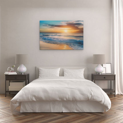 Canvas schilderij slaapkamer De Zon gaat onder boven de Oceaan
