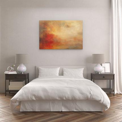 Canvas schilderij slaapkamer Abstract Kunstwerk met Rode, Gele en Oranje Kleuren