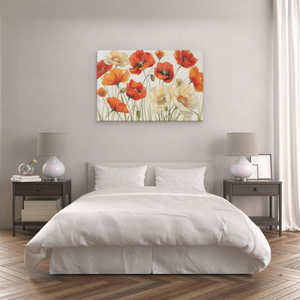 Canvas schilderij slaapkamer Kunstwerk van Rode en Witte Klaprozen