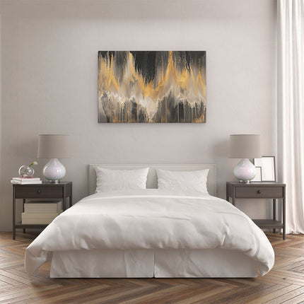 Canvas schilderij slaapkamer Zwart en Goud Abstract Kunstwerk