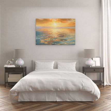 Canvas schilderij slaapkamer De Zon gaat onder boven de Oceaan