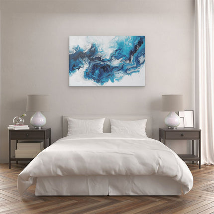 Canvas schilderij slaapkamer Blauw en Wit Kunstwerk op een Witte Achtergrond
