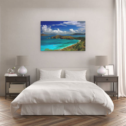 Canvas schilderij slaapkamer Zeilboot op een Blauwe Zee