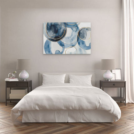 Canvas schilderij slaapkamer Blauwe en Gouden Cirkels