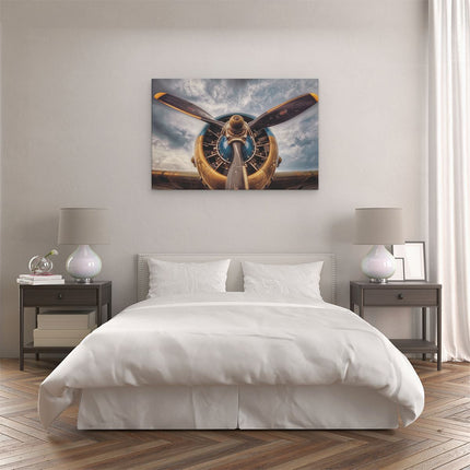 Canvas schilderij slaapkamer Propeller in een Vliegtuig