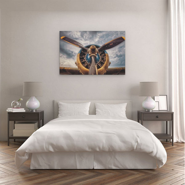 Canvas schilderij slaapkamer Propeller in een Vliegtuig