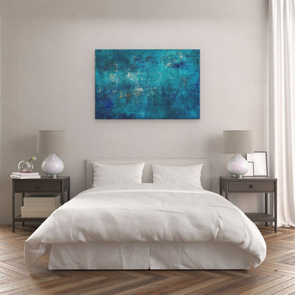 Canvas schilderij slaapkamer Abstract Kunstwerk met Blauw en Goud
