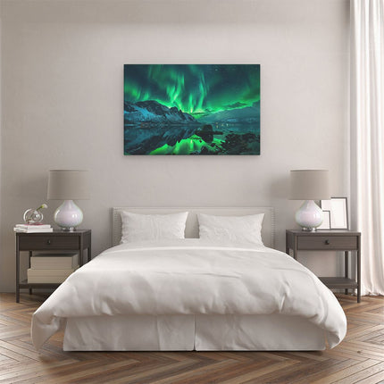 Canvas schilderij slaapkamer De Aurora Borealis Verlicht de Nachtelijke Hemel