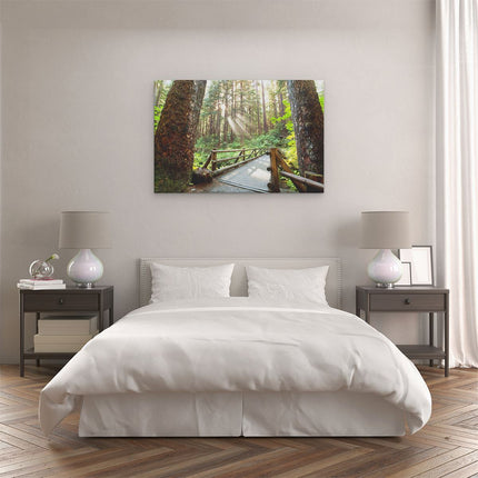 Canvas schilderij slaapkamer Brug in het Bos
