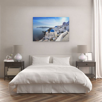 Canvas schilderij slaapkamer Grieks Dorpje