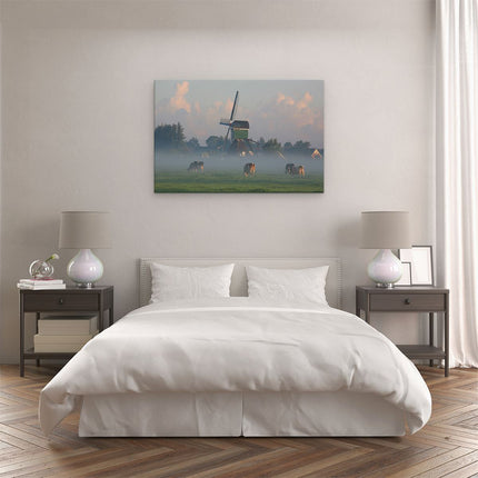 Canvas schilderij slaapkamer Landschap met Koeien