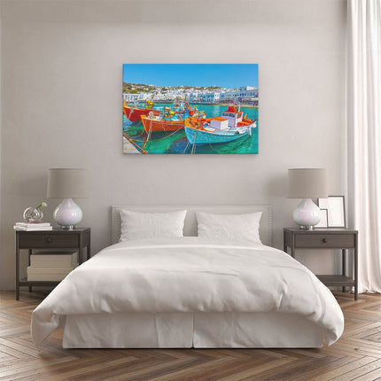 Canvas schilderij slaapkamer Mykonos Islang