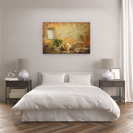 Canvas schilderij slaapkamer Oude Stenen Muur