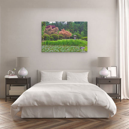 Canvas schilderij slaapkamer Vijver met Lelie's