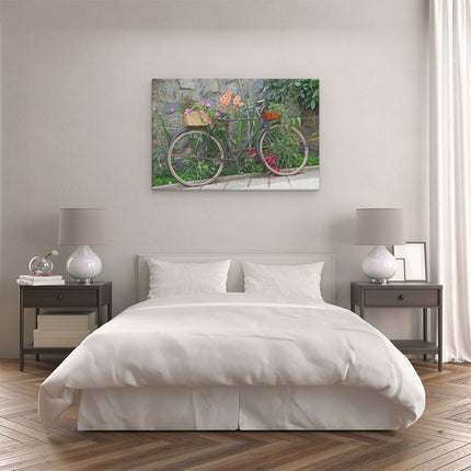 Canvas schilderij slaapkamer Fiets met Manden