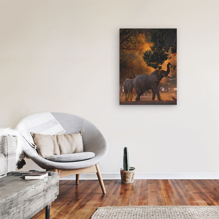 Canvas Schilderij Kamer Twee Olifanten In Het Bos