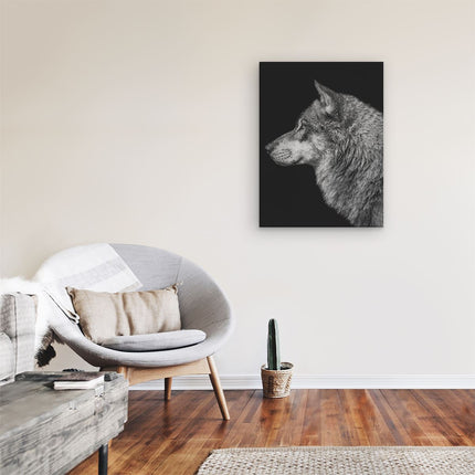 Canvas Schilderij Kamer Wolvenkop - Wolf - Zwart Wit