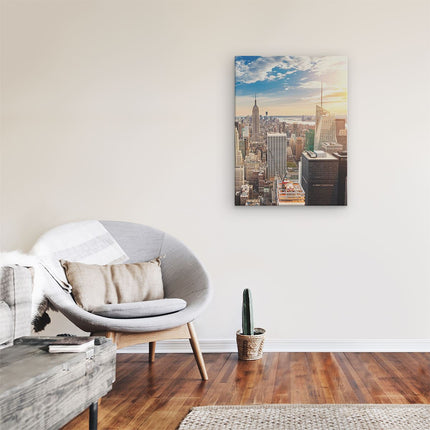 Canvas Schilderij Kamer New York Manhattan Tijdens Zonsondergang