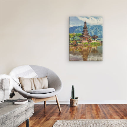 Canvas Schilderij Kamer Pura Tempel in Bali op het meer Beratan