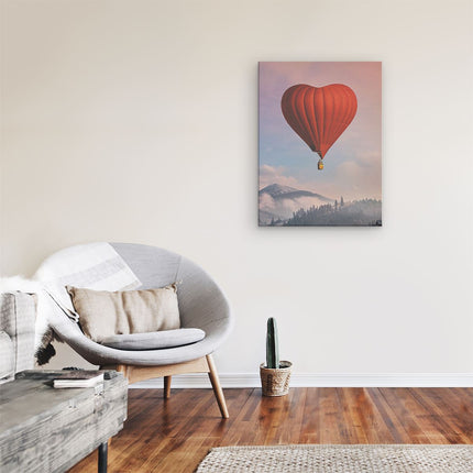 Canvas Schilderij Kamer Luchtballon in de Vorm van een Hart