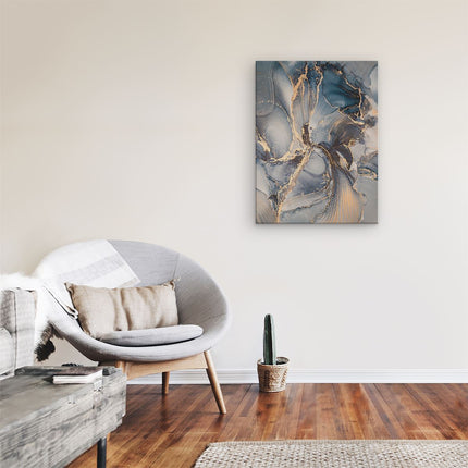 Canvas Schilderij Kamer Abstracte Luxe Kunst - Zwart met Goud