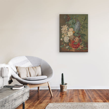 Canvas Schilderij Kamer Bloemen in een Terracotta Vaas - Albertus Jonas Brandt