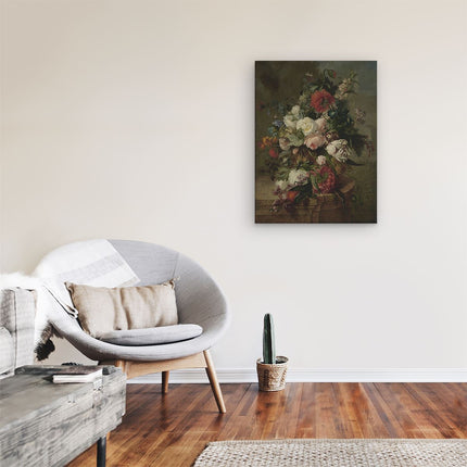 Canvas Schilderij Kamer Stilleven met Bloemen - Harmanus Uppink