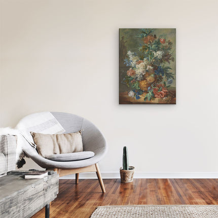 Canvas Schilderij Kamer Stilleven met Bloemen - Jan van Huysum